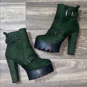 Pazzle Lugged Platform Buckle Chunky Heel Bootie